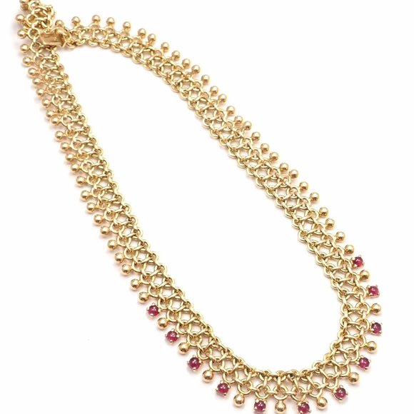 Rare! Vintage Authentic Tiffany & Co 18k Yellow Gold Ruby Collar Necklace - Picture 8 of 10